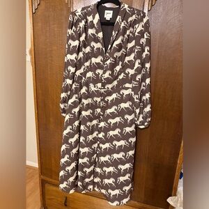 Elegant Long Sleeve Horse Print Dress